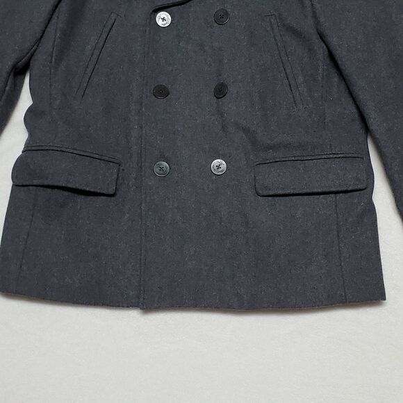 GAP Wool Blend Gray Notched Collar Filled Quilted Double Breasted Peacoat - Picture 4 of 16